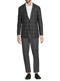 Plaid Wool Trim-Fit Sportcoat