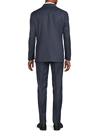 Windowpane Check Wool Trim-Fit Single-Breasted Suit