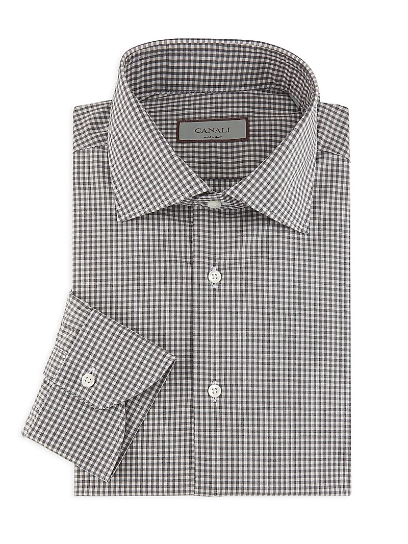 Microcheck Dress Cotton Shirt