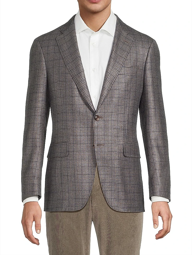 Houndstooth Silk & Cashmere Sport Coat