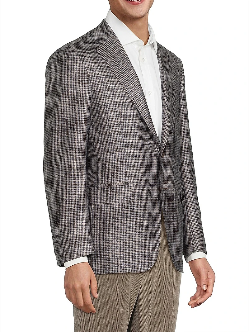 Houndstooth Silk & Cashmere Sport Coat