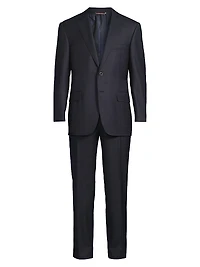 Plaid Wool Trim-Fit Suit