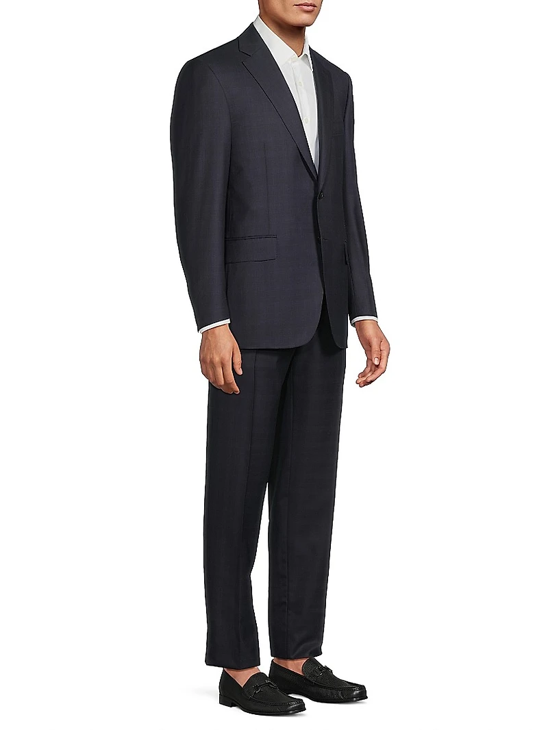Plaid Wool Trim-Fit Suit