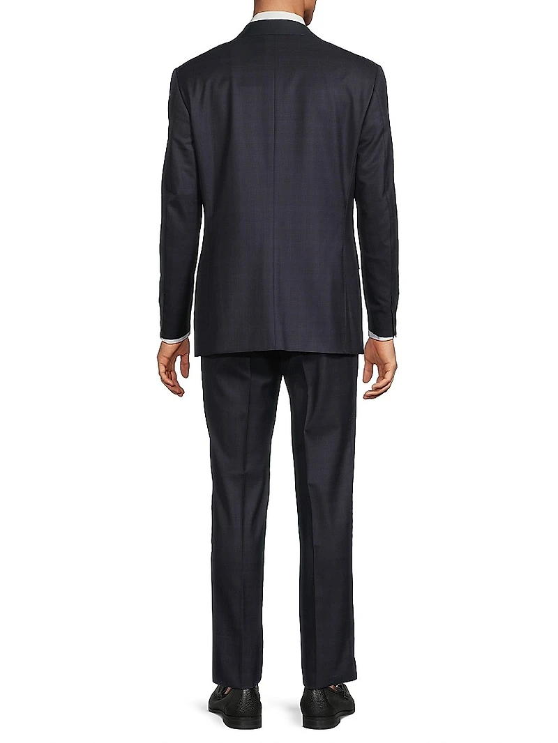 Plaid Wool Trim-Fit Suit