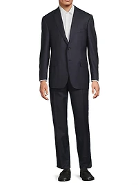 Plaid Wool Trim-Fit Suit