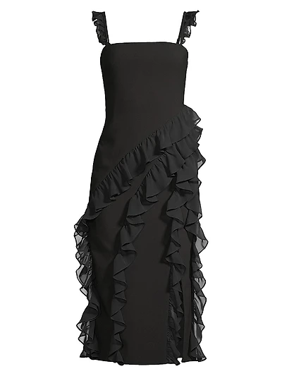 Mandi Ruffle-Trim Midi-Dress