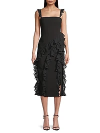 Mandi Ruffle-Trim Midi-Dress