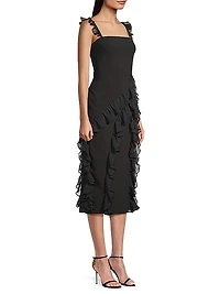 Mandi Ruffle-Trim Midi-Dress