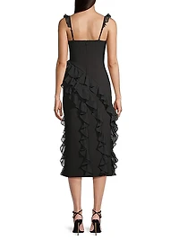 Mandi Ruffle-Trim Midi-Dress