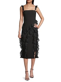 Mandi Ruffle-Trim Midi-Dress
