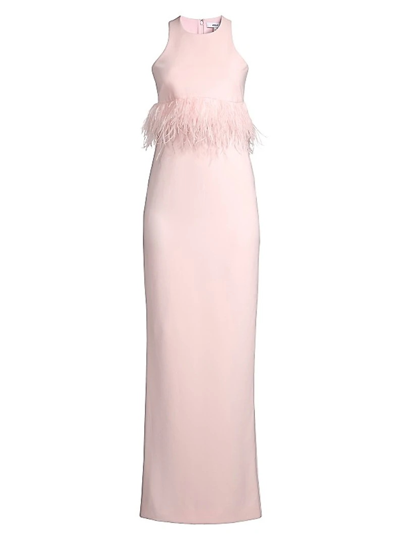 Kellen Faux-Feather Sleeveless Gown