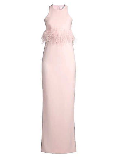 Kellen Faux-Feather Sleeveless Gown