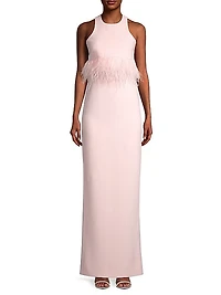 Kellen Faux-Feather Sleeveless Gown
