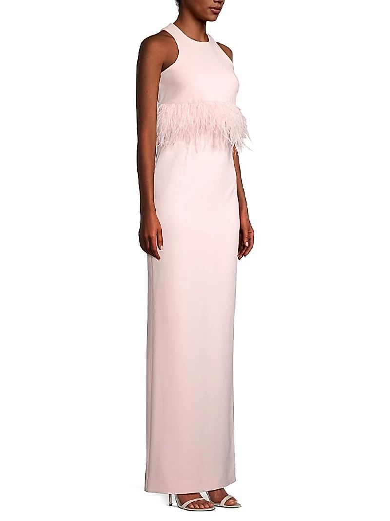 Kellen Faux-Feather Sleeveless Gown