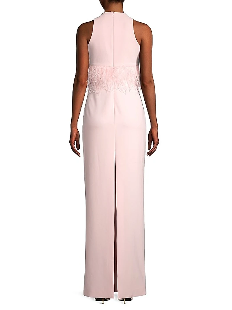 Kellen Faux-Feather Sleeveless Gown
