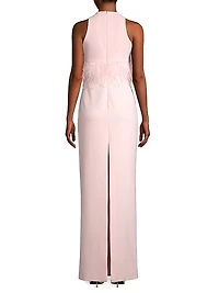 Kellen Faux-Feather Sleeveless Gown