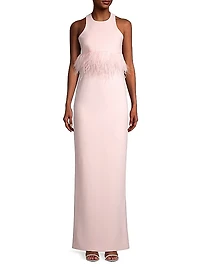 Kellen Faux-Feather Sleeveless Gown