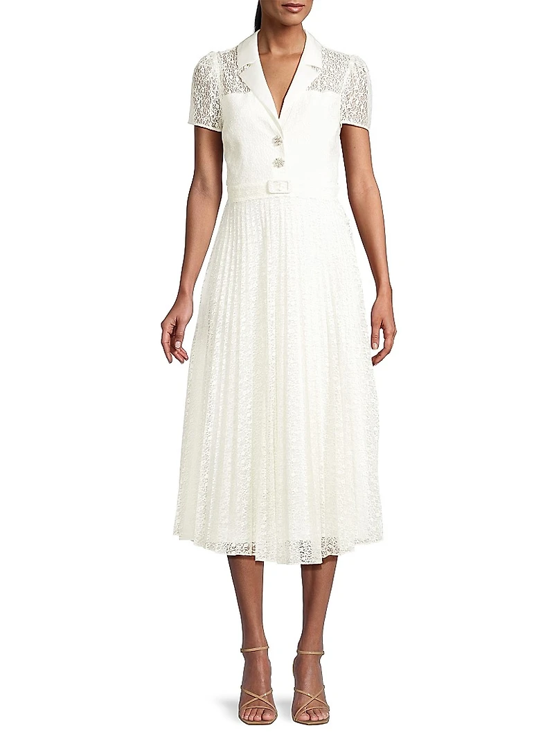 Carena Lace Belted Midi-Dress