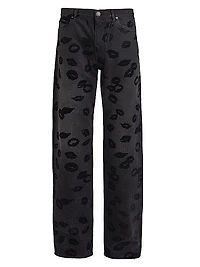 Monogram & Flock Kiss Relaxed-Fit Jeans