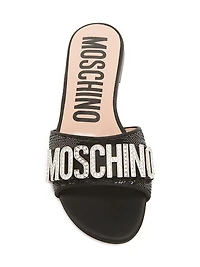 Sequin & Crystal-Embellished Mules