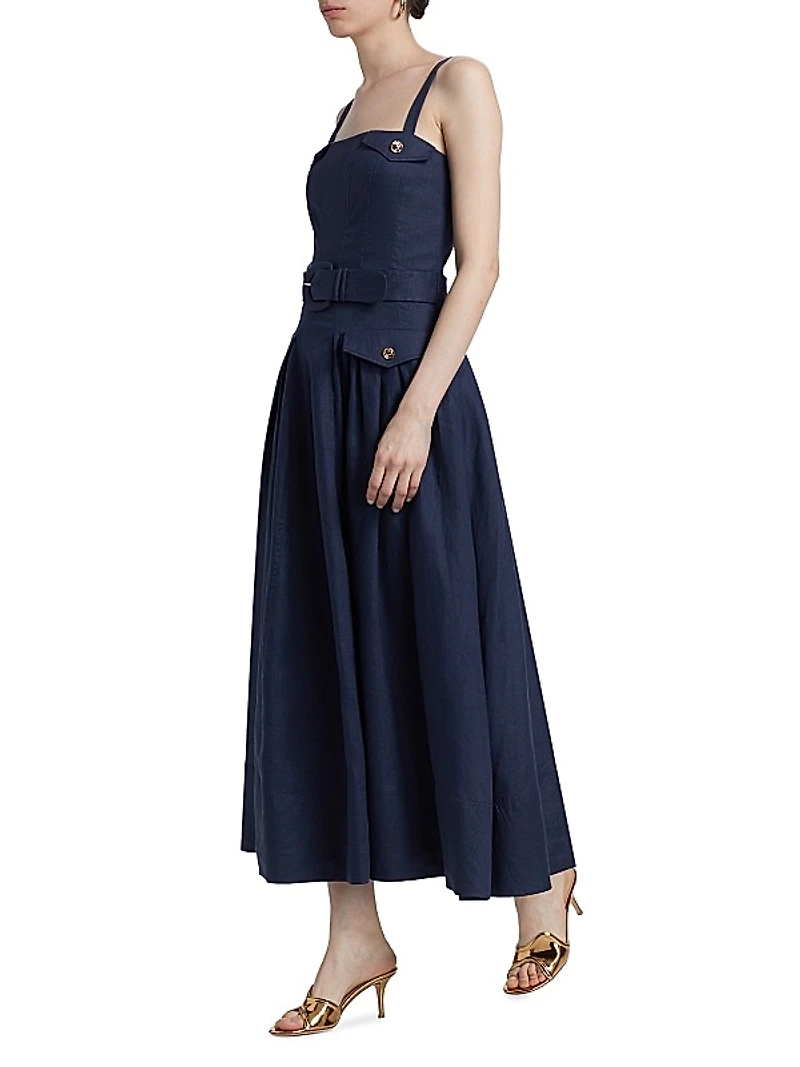 Shelby Belted Utility Midi-Dress