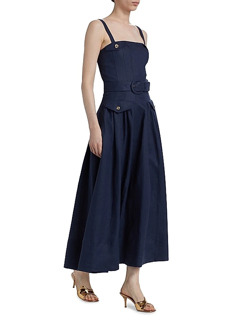 Shelby Belted Utility Midi-Dress