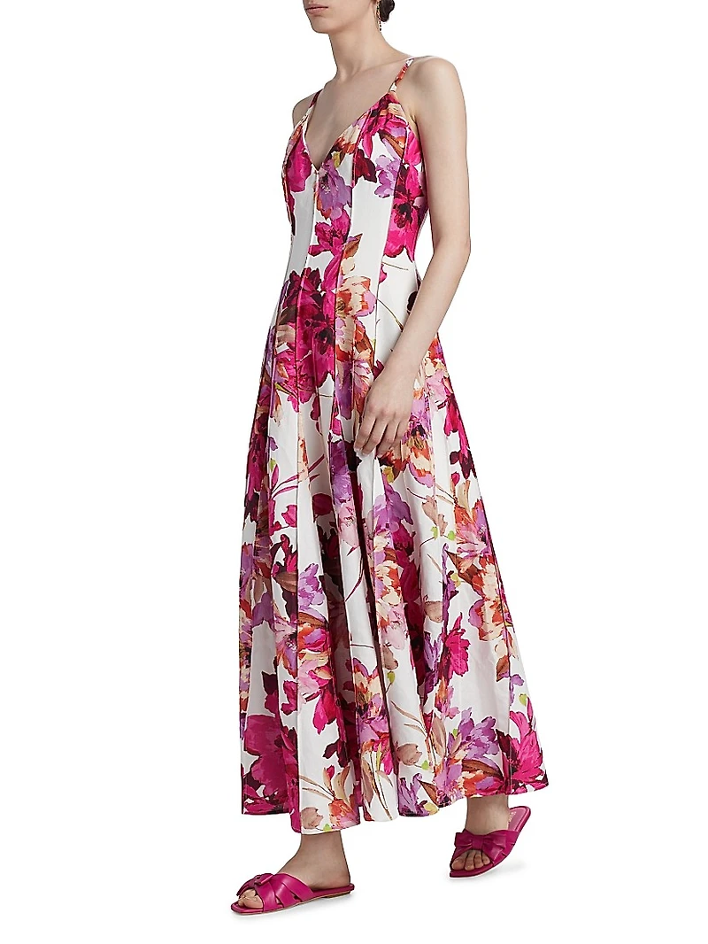 Michah Floral Panelled Midi-Dress