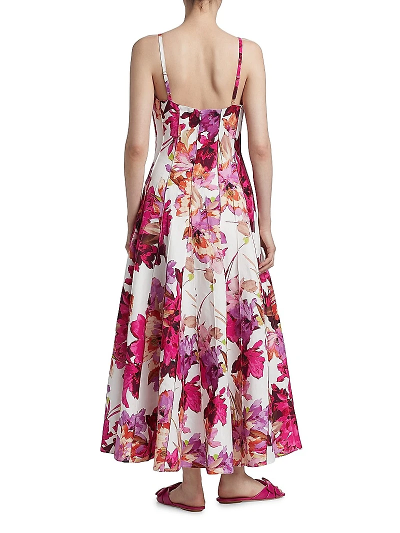 Michah Floral Panelled Midi-Dress