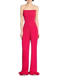 Strapless Plissé Jumpsuit