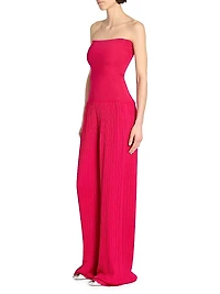 Strapless Plissé Jumpsuit