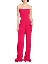 Strapless Plissé Jumpsuit