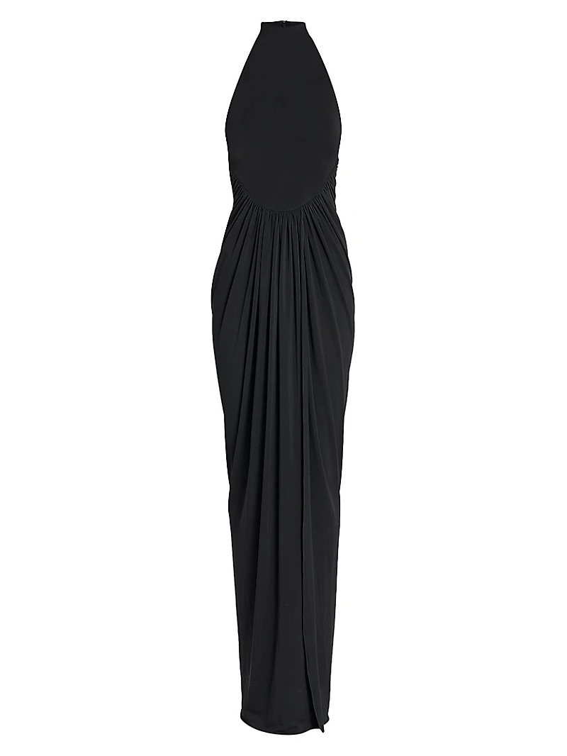 Jersey Draped Sleeveless Maxi Dress