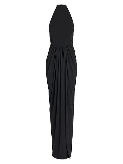 Jersey Draped Sleeveless Maxi Dress