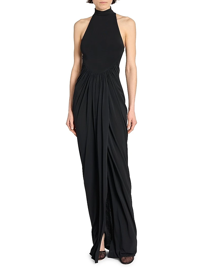 Jersey Draped Sleeveless Maxi Dress