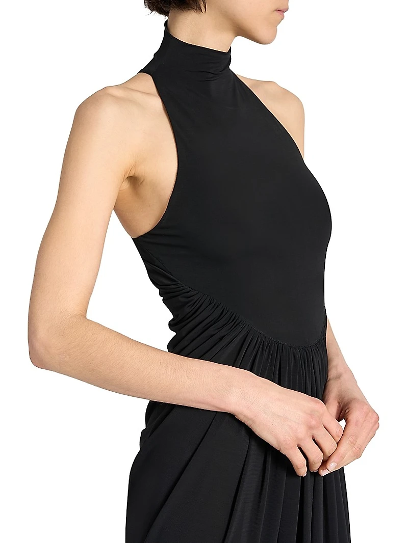 Jersey Draped Sleeveless Maxi Dress