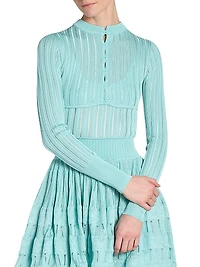 Rib-Knit Rounded Crop Cardigan