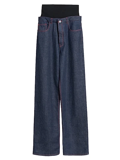 Banded Baggy Wide-Leg Jeans