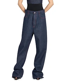 Banded Baggy Wide-Leg Jeans