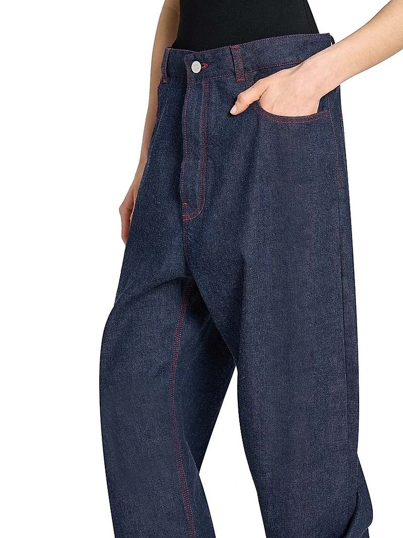 Banded Baggy Wide-Leg Jeans