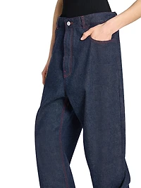 Banded Baggy Wide-Leg Jeans