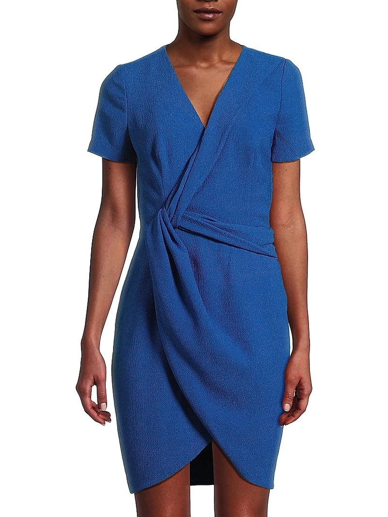 Portia Pebble Crepe Draped Minidress