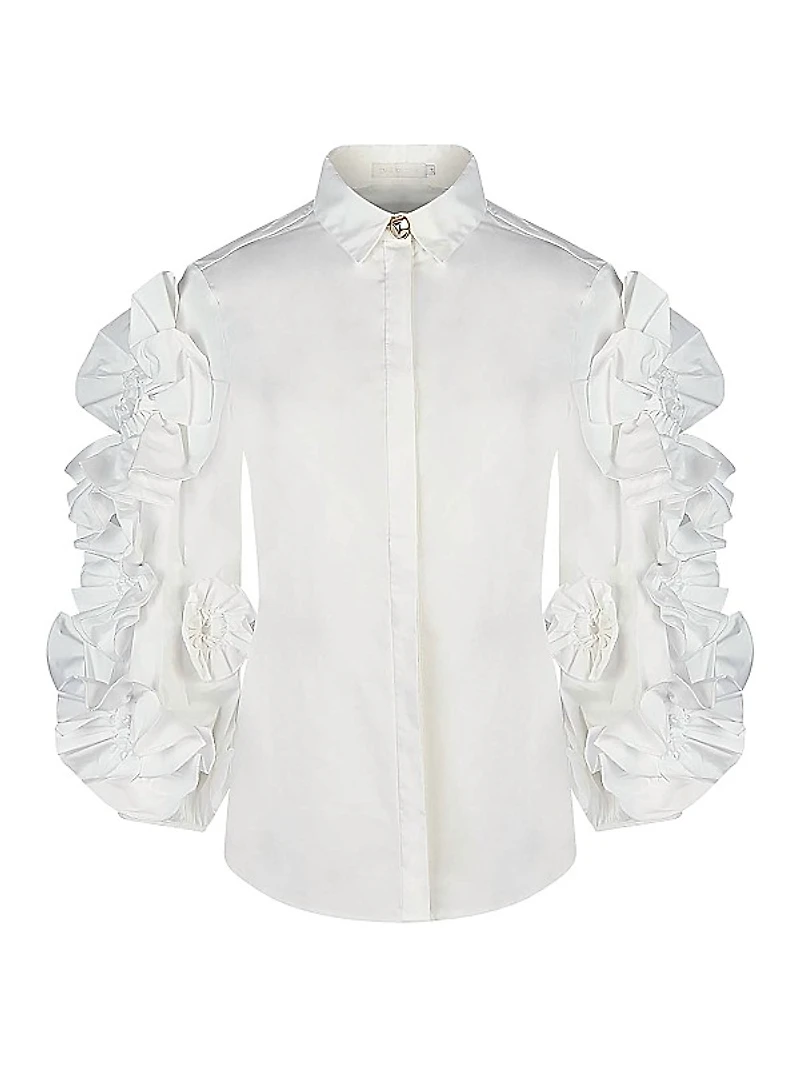 Isadora Poplin Ruffle-Sleeve Shirt