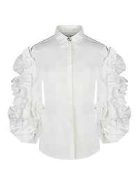 Isadora Poplin Ruffle-Sleeve Shirt