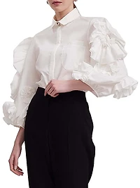 Isadora Poplin Ruffle-Sleeve Shirt
