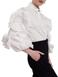 Isadora Poplin Ruffle-Sleeve Shirt