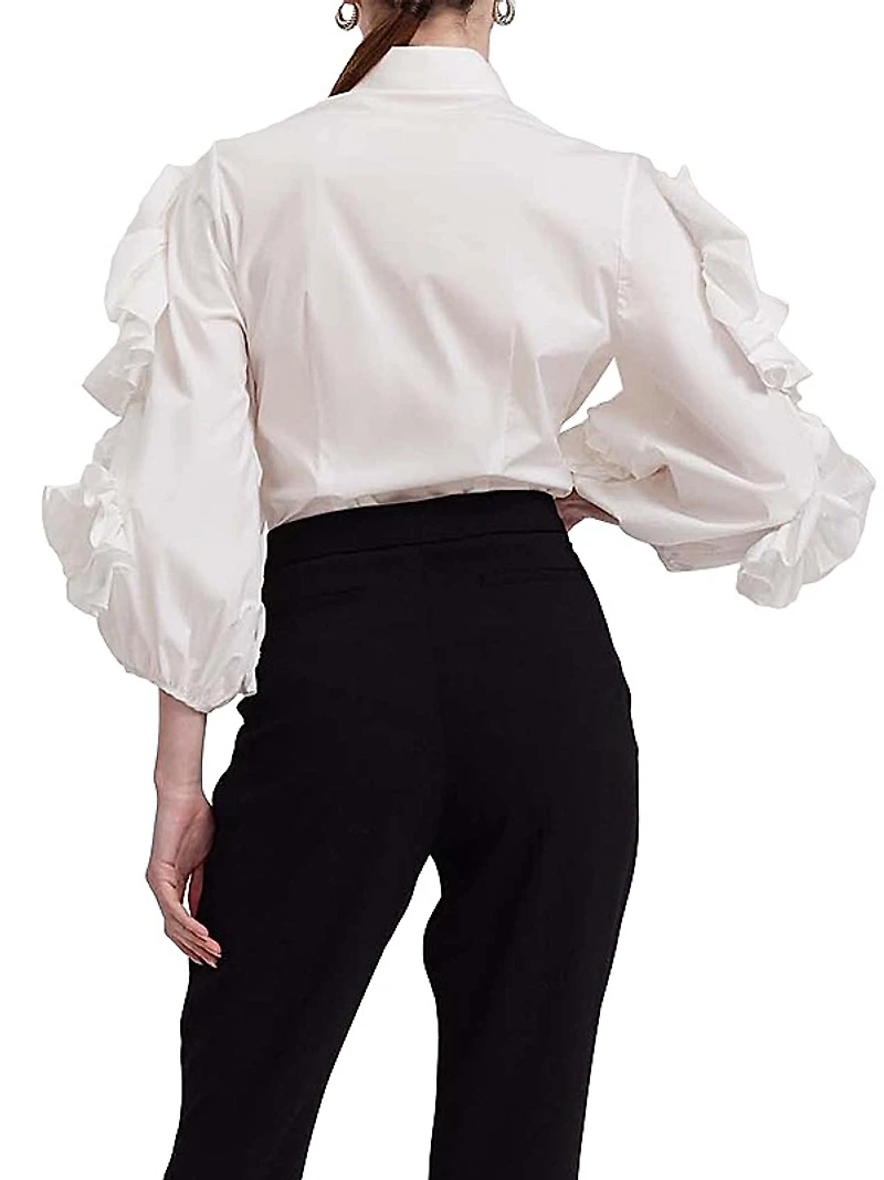 Isadora Poplin Ruffle-Sleeve Shirt