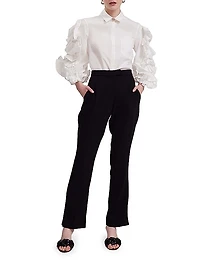 Isadora Poplin Ruffle-Sleeve Shirt