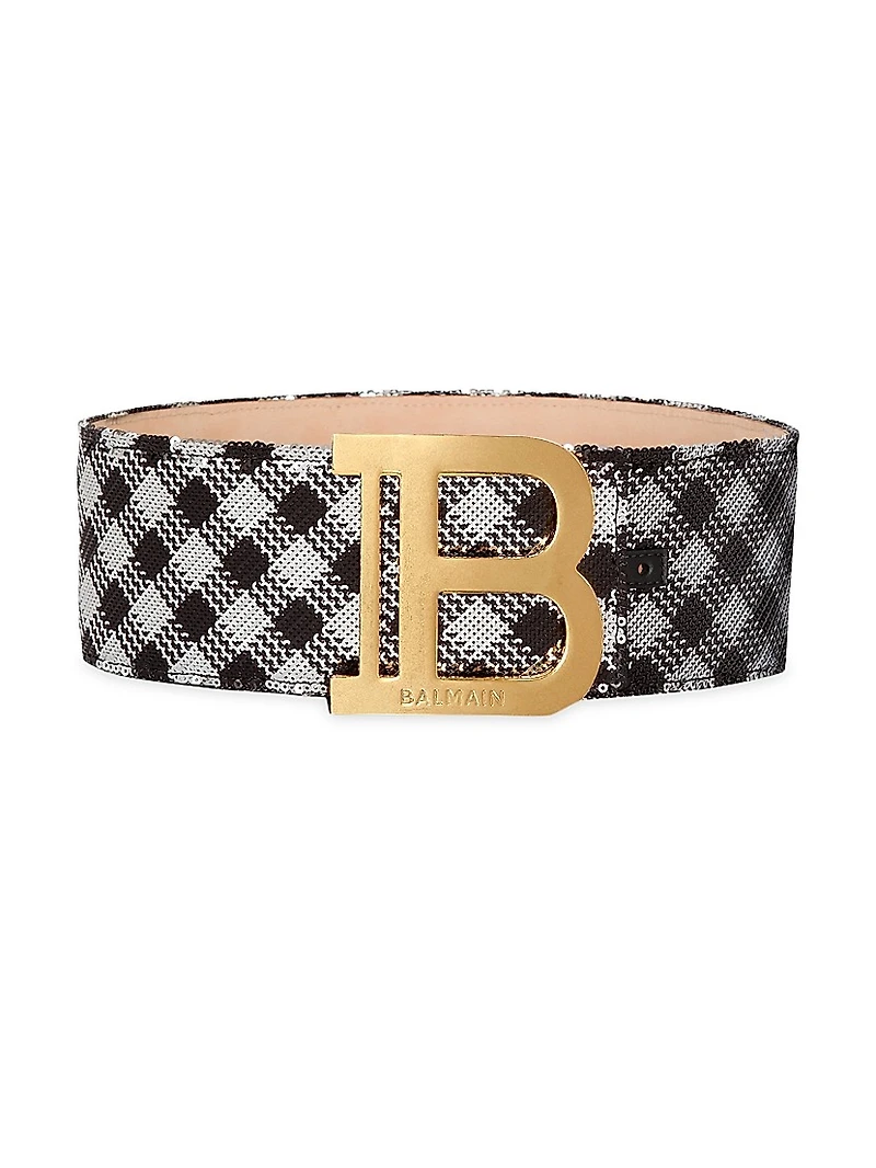 Sequin Gingham Waist Belt
