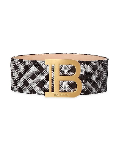 Sequin Gingham Waist Belt