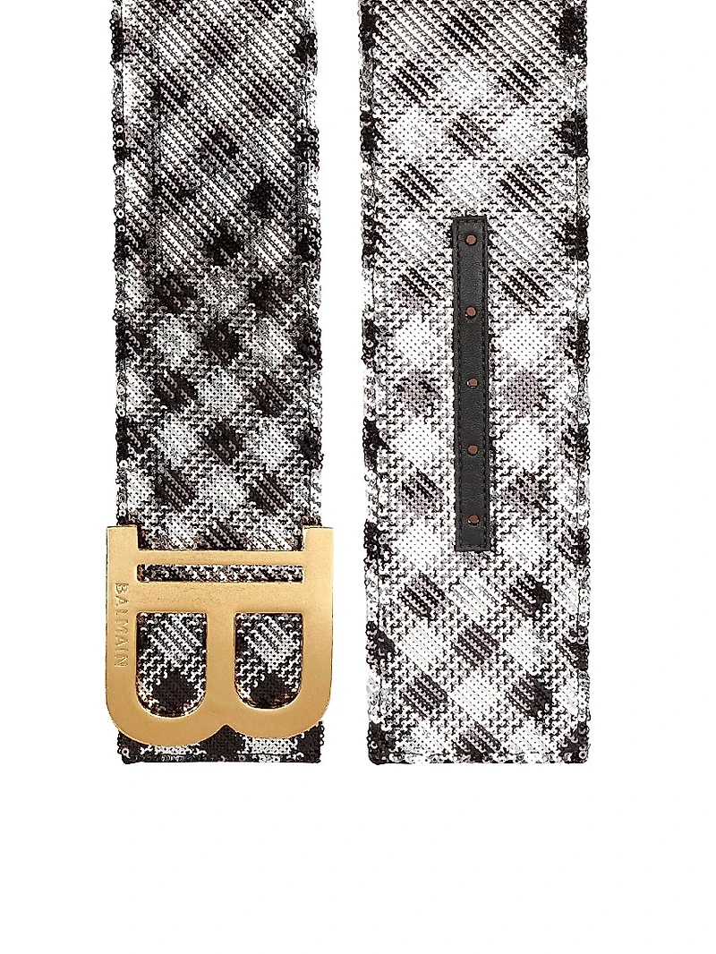 Sequin Gingham Waist Belt